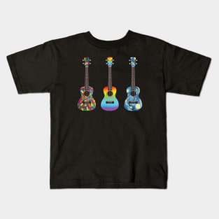 Three Ukuleles Colorful Textures Kids T-Shirt